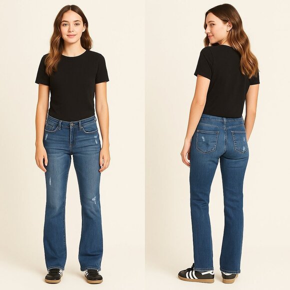 VIGOSS ๐ฅ Womenโs Mid-Rise Distressed Bootcut Jeans ๐ Size 13 โจ - Picture 4 of 15